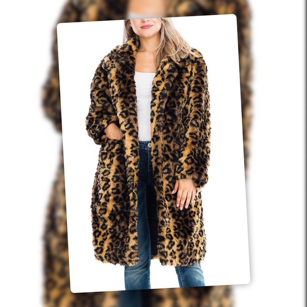 Cozy Leopard / Cheetah / Animal Print Teddy Coat - Picture 3 of 10